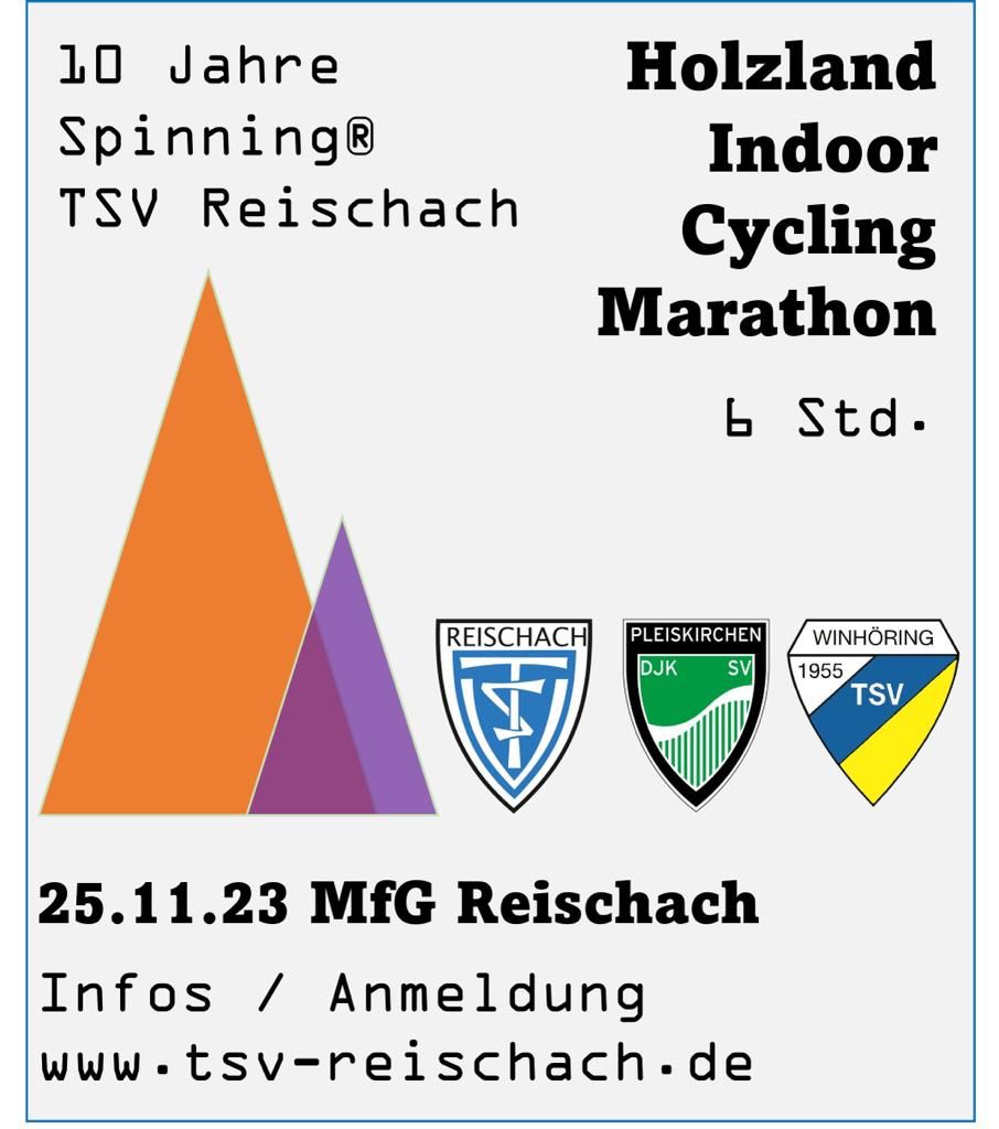 Jetzt anmelden: Holzland Indoor-Cycling Marathon am 25.11.2023 beim TSV Reischach
