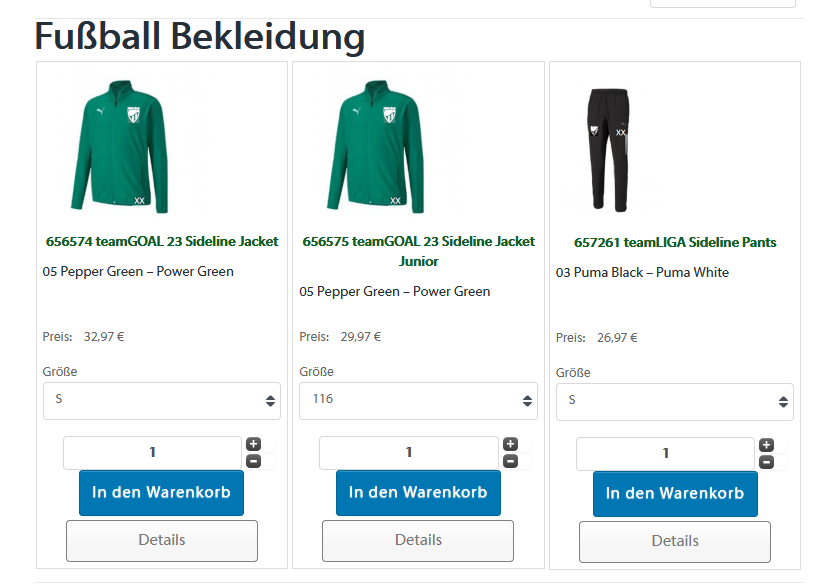 SVP – Vereinskleidung Fussball nun online bestellbar!