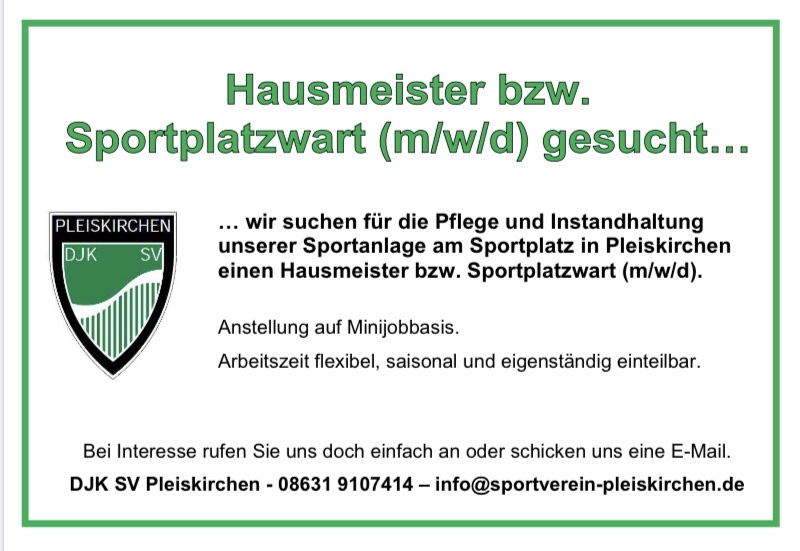 Hausmeister bzw. Sportplatzwart (m/w/d) gesucht...